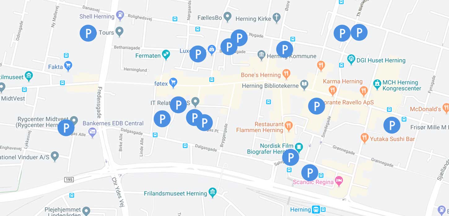 Parkering Herning City kort